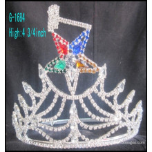 2016 Großhandelsneue Art und Weise große Tiara-Krone Rhinestone-Sterne kundenspezifische Königskrone